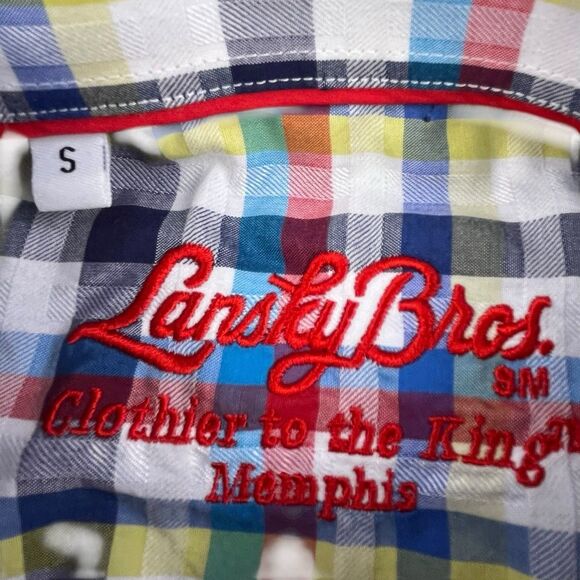 Lansky Bros Shirt Men's Small Colorful Plaid Flip Cuff Elvis The King Memphis - Picture 6 of 13